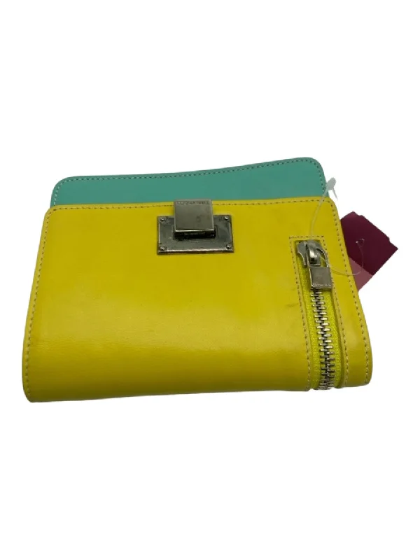 Tiffany & Co Turquoise & Yellow Leather Color Block Zip Wallets