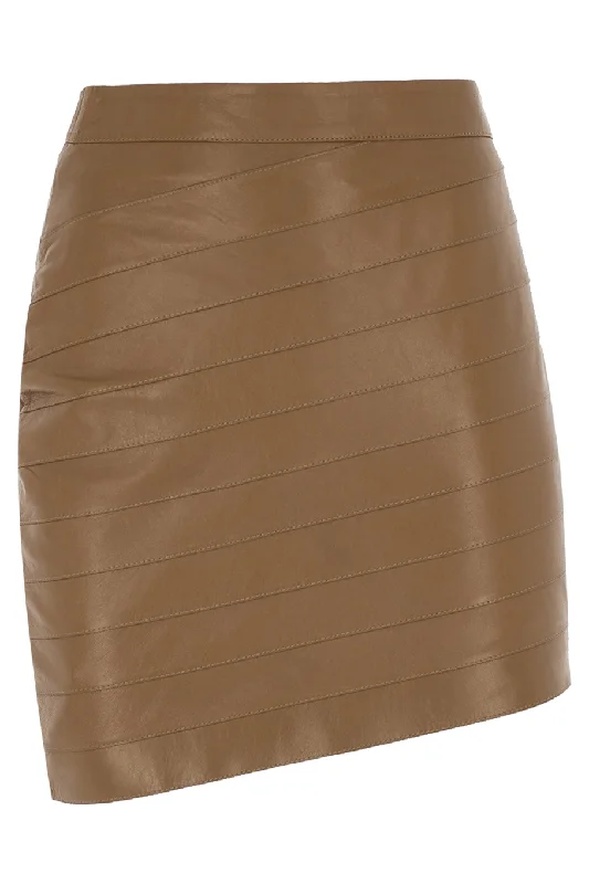 Asymmetric Mini Leather Skirt