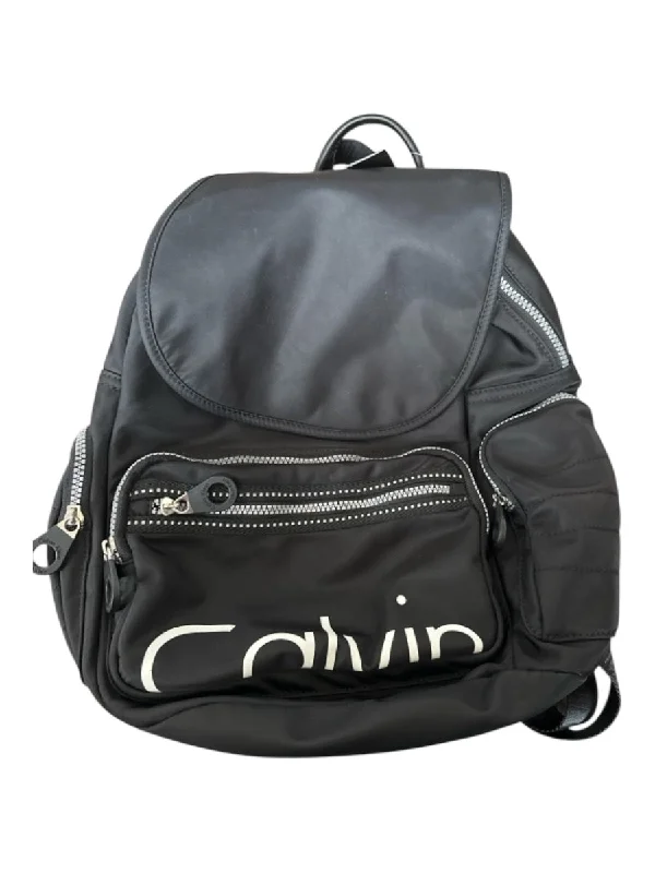 Calvin Klein Black & White Nylon Zipper Bag