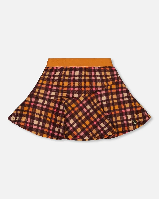 Milano Skirt Plaid Magenta And Brown