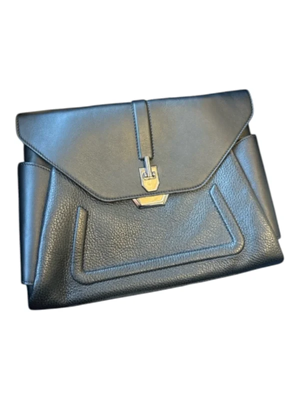 Lindsey Nicole Black & Silver Leather Front Flap Clutch