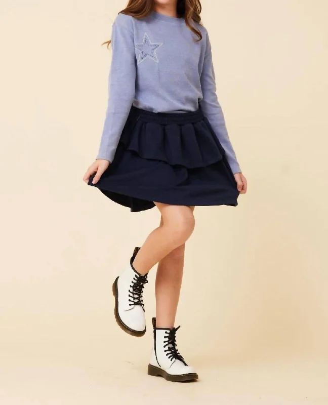 Girl's Layered Skirt In Navy