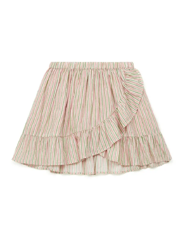 Kids Bailey Painted Stripe Cotton Skirt In Pink