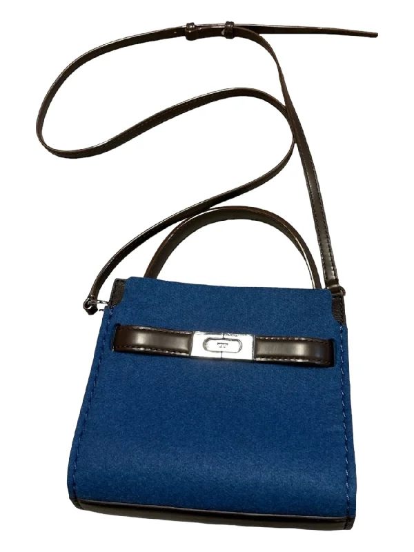 Tory Burch Brown & Blue Leather Felt Top Handle Crossbody Color Block Bag