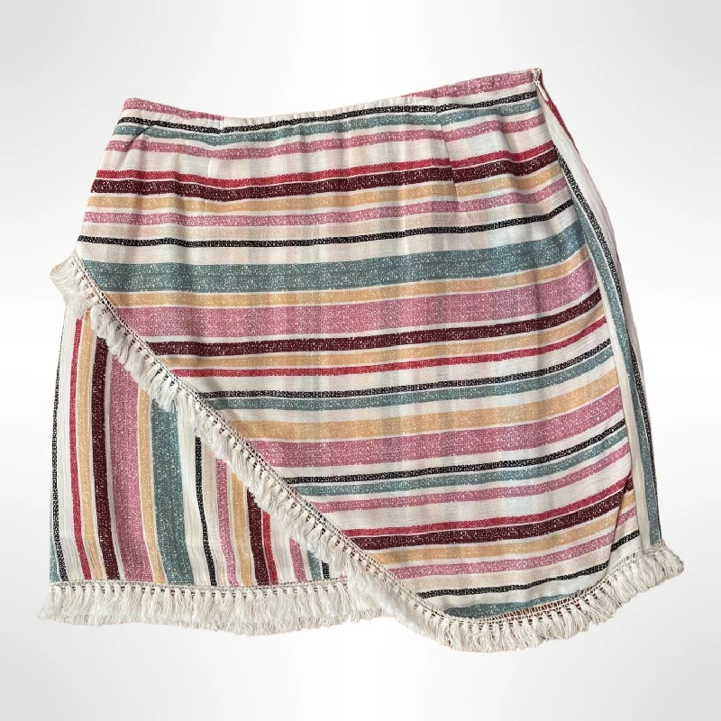 Girl Stripe Skirt With Tassel Trim In Multi