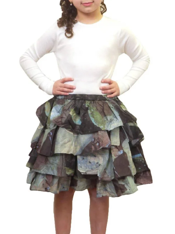 Kids Print Ruffle Layers Skirt In Grey