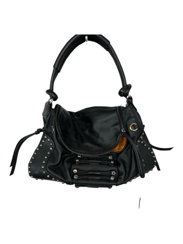 HYPE Black Leather Top Handle Studded Bag