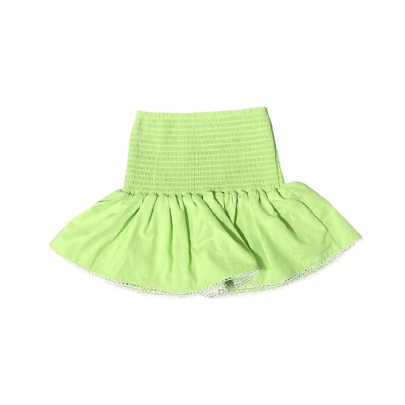 Kids Smocked Ruffle Mini Skirt In Green