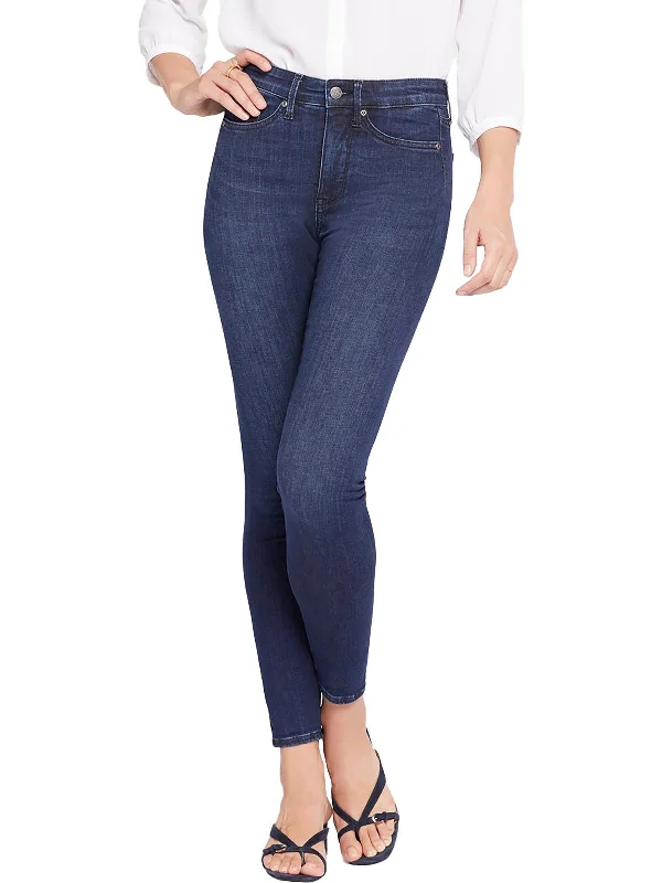 Ami Womens High-Rise Dark Wash Skinny Jeans