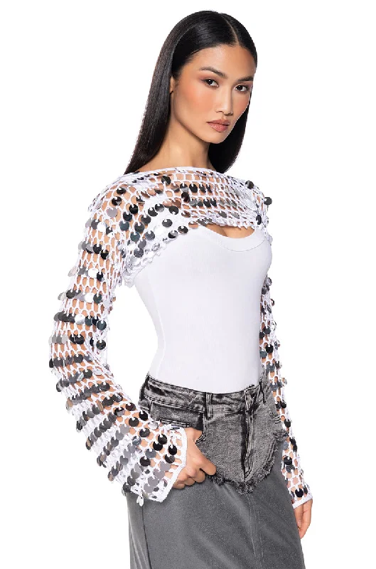 NOVA ULTRA CROP SEQUIN SWEATER