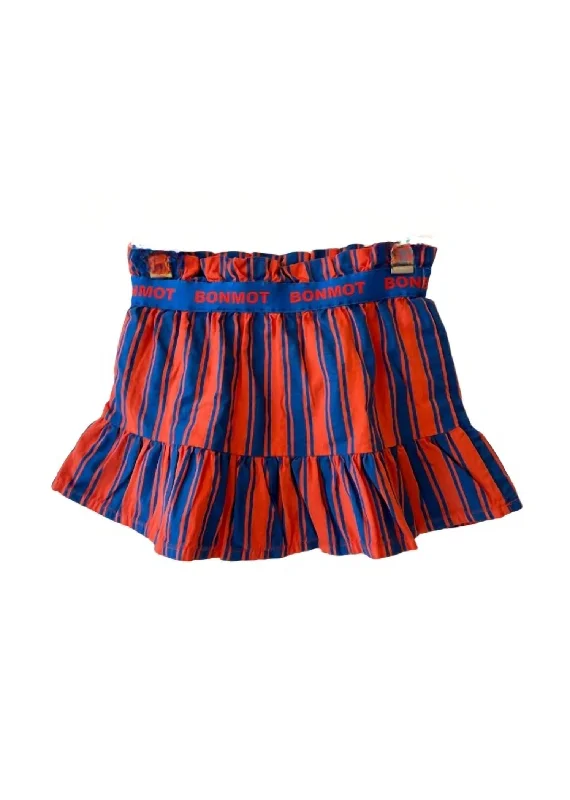 Girl's Vertical Stripes Mini Skirt In Saffron