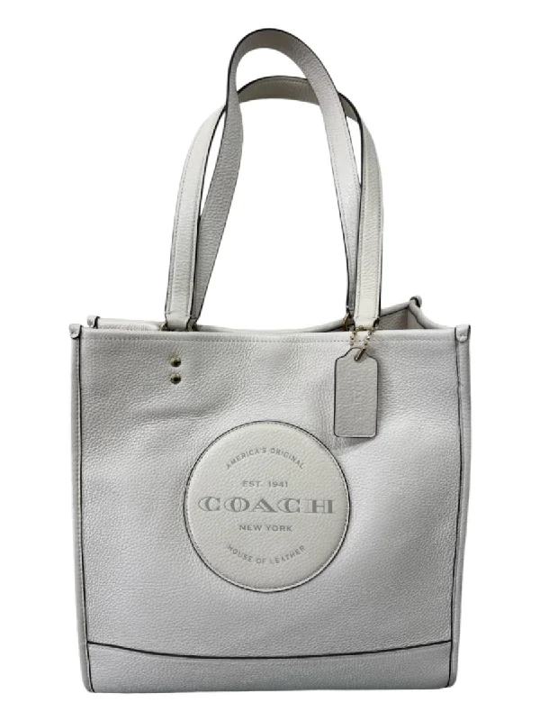 Coach Off White Grained Leather 2 Strap Structured Tote Open Top Bag