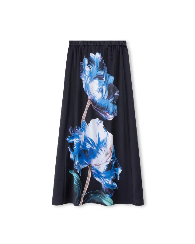 Floral Printed Silk Skirt