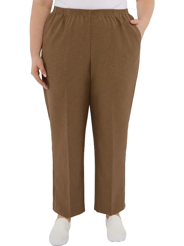 Plus Womens High Rise Comfort Waist Straight Leg Pants