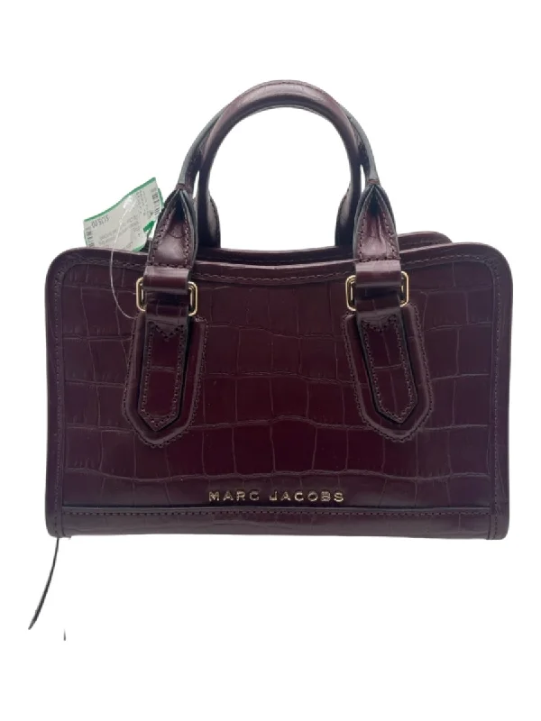 Marc Jacobs Maroon Leather Hand & Shoulder Bag Zip Close Croc Embossed Bag