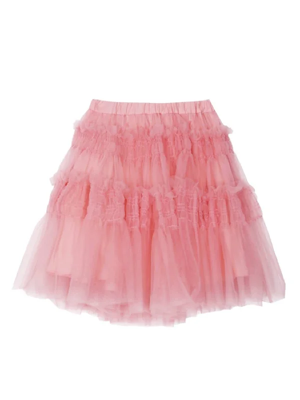 Girl's Fluffy Tulle Skirt In Pink