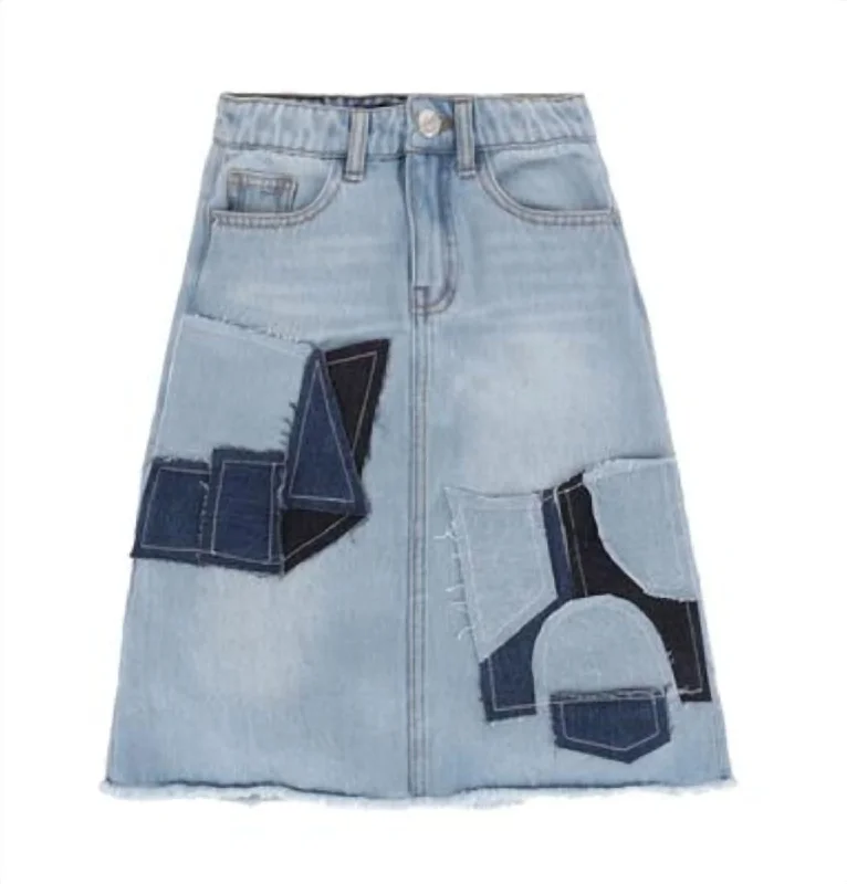 Kids' Portobello Patchwork Skirt In Denim