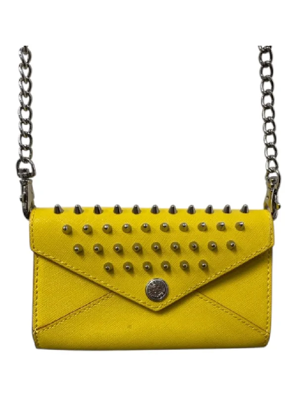 Rebecca Minkoff Yellow Leather Crossbody Spike Detail silver hardware Purse