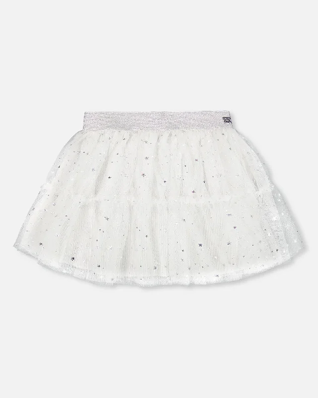 Glittering Tulle Skirt Off White