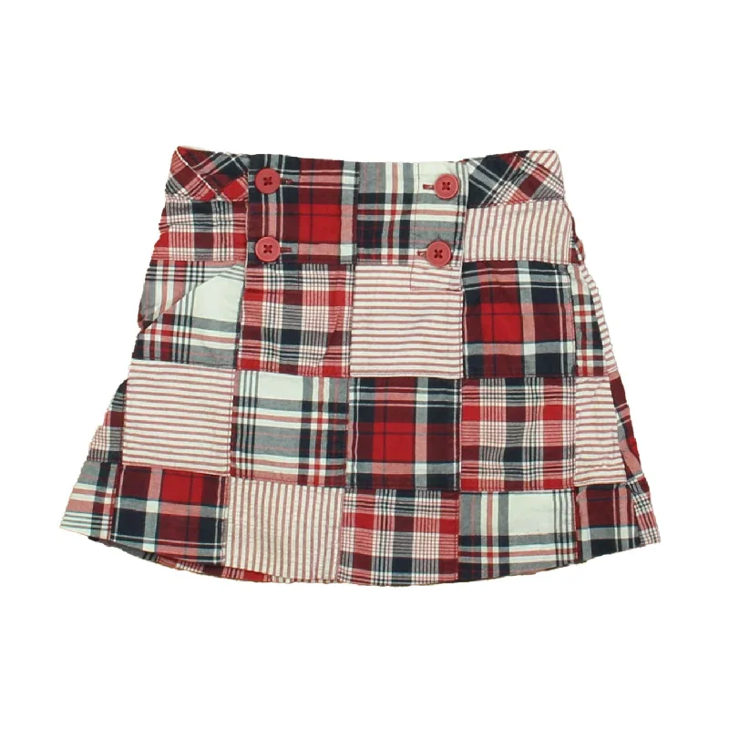 Janie and Jack Girls Red | Navy Patchwork Skirt