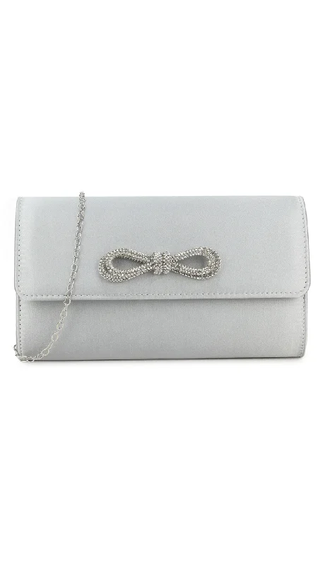 Ellen Clutch- Satin Silver