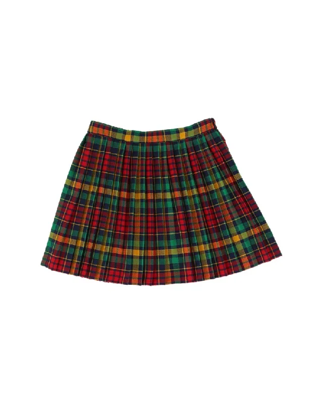 Gucci Pleated Plaid Wool Skirt