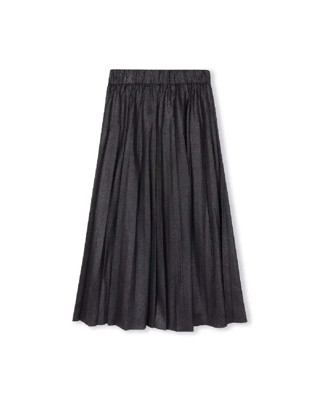 Filly Leather Suede Pleat Maxi Skirt