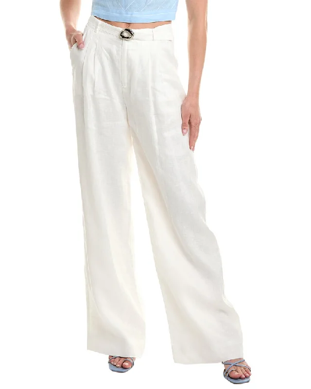 Nicholas Calista Belted Wide Leg Linen-Blend Pant