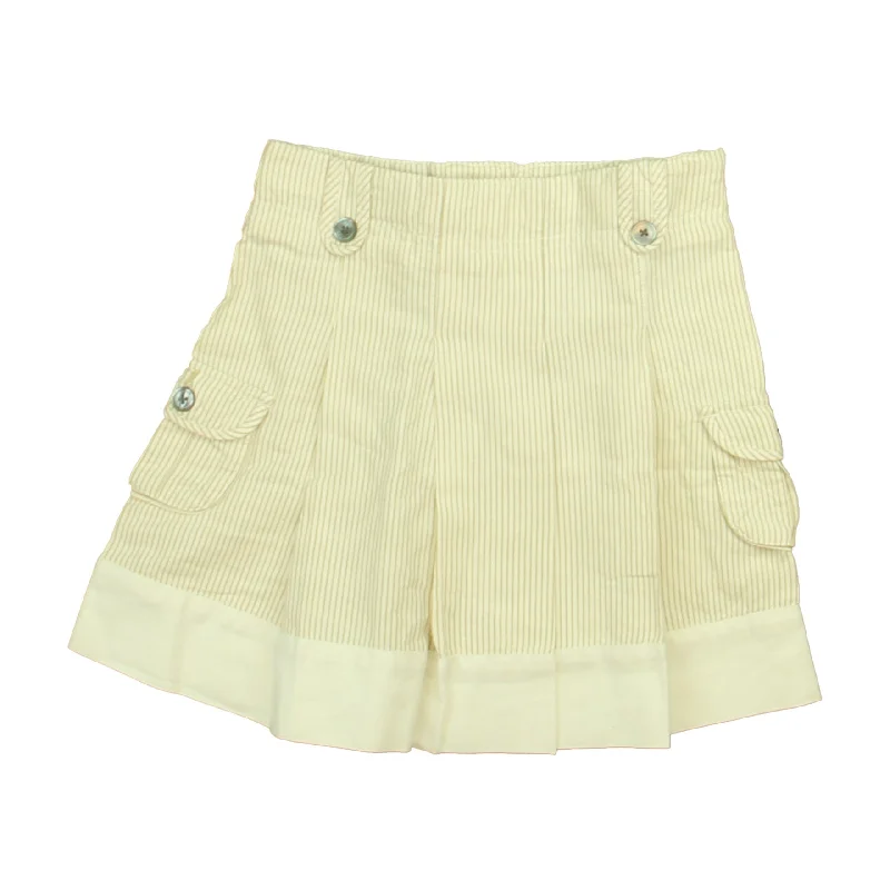 Jacadi Girls White | Khaki Stripe Skirt