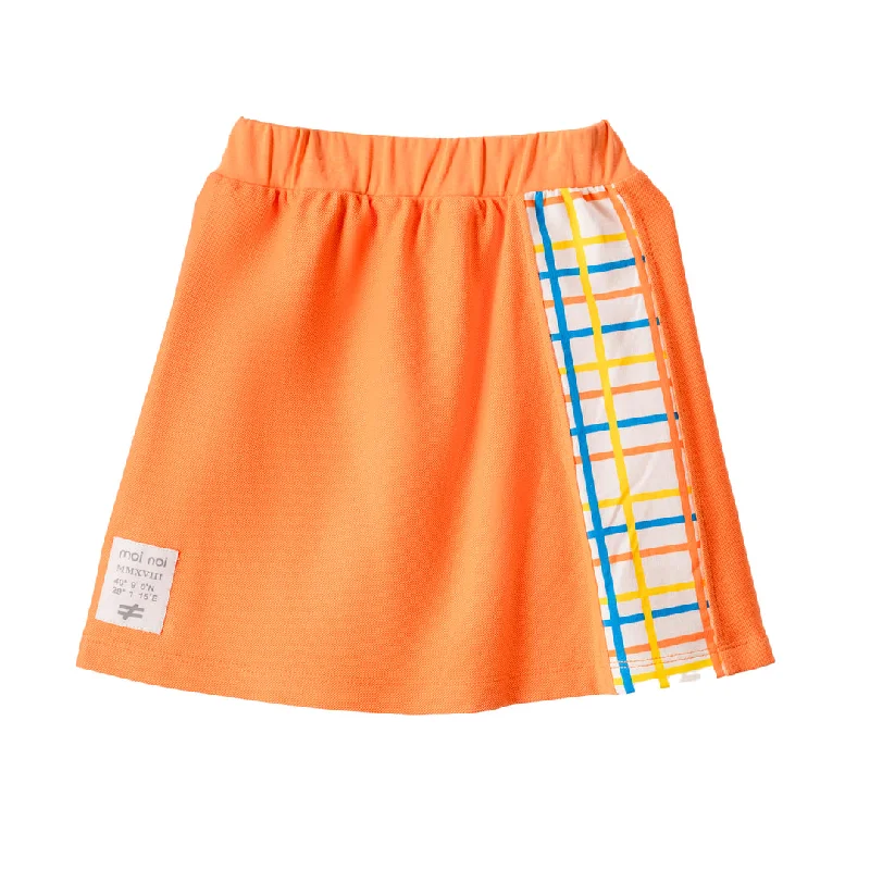 Orange Plaid Trim Cotton Skirt