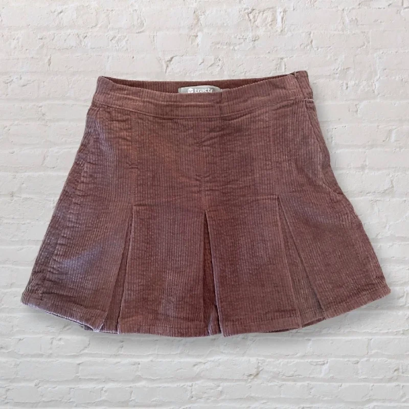 Girl Corduroy Tennis Skirt In Brown