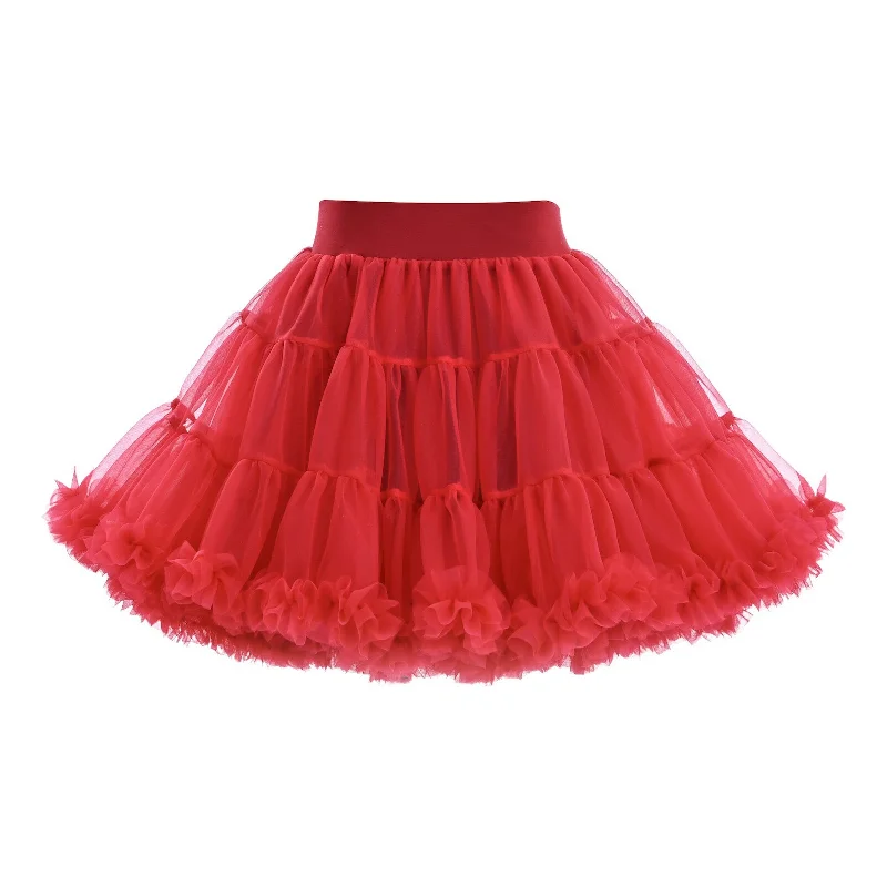 Red Cherry Bow Tulle Skirt