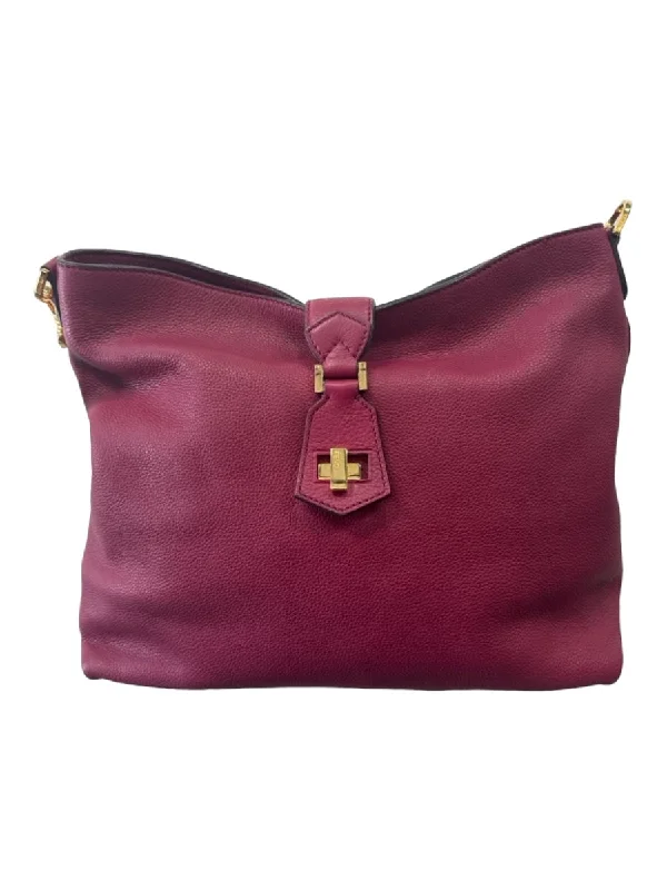 Fendi Raspberry Pink Pebbled Leather Gold hardware Hobo Shoulder Strap Bag