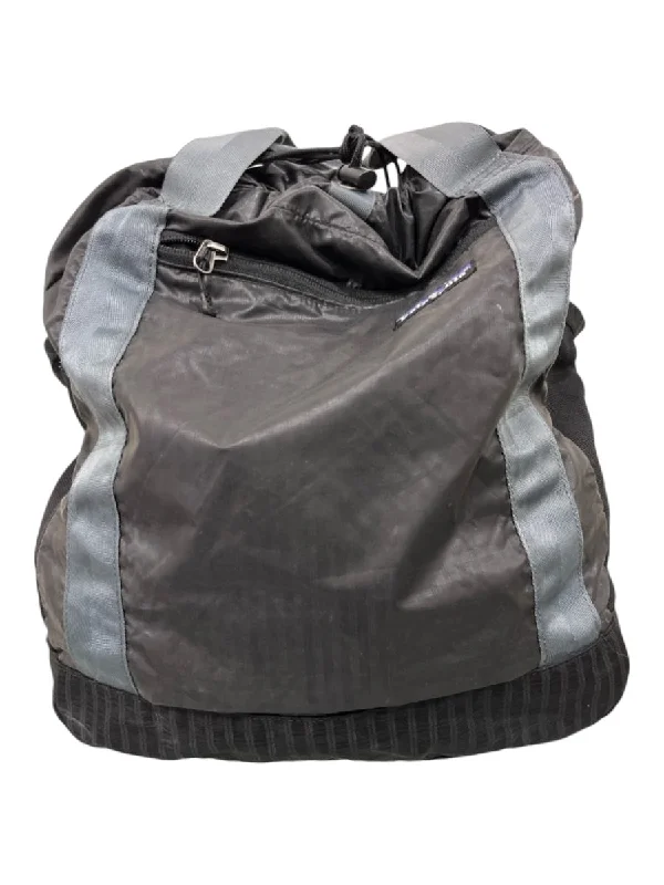 Patagonia Black & Gray Nylon Ruched Backpack Zip closure Bag