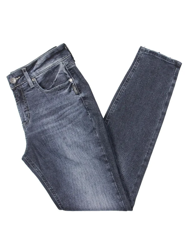 Womens Mid-Rise Faded Skinny Jeans