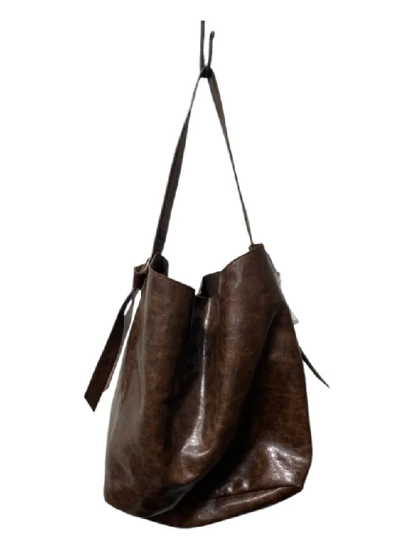 By Anthropologie Dark Brown Leather Cracked / Distressed 1 strap Bag