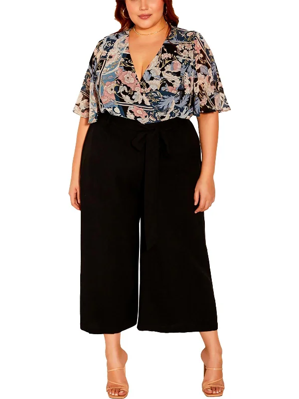 Womens High Rise Cropped Wide Leg Pants