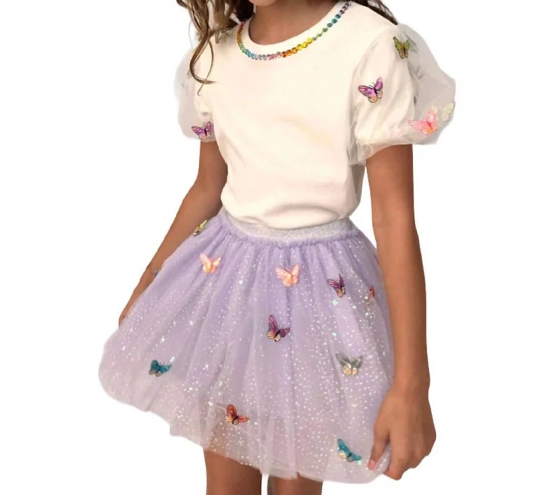 Girls Butterfly Tutu Skirt In Lilac