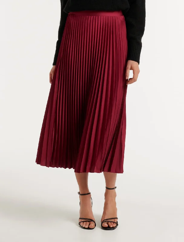 Ester Satin Pleated Skirt