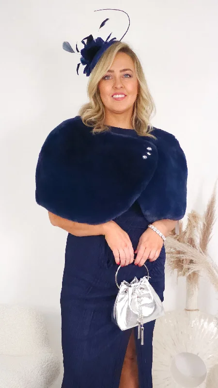 Marley Navy Fur Wrap