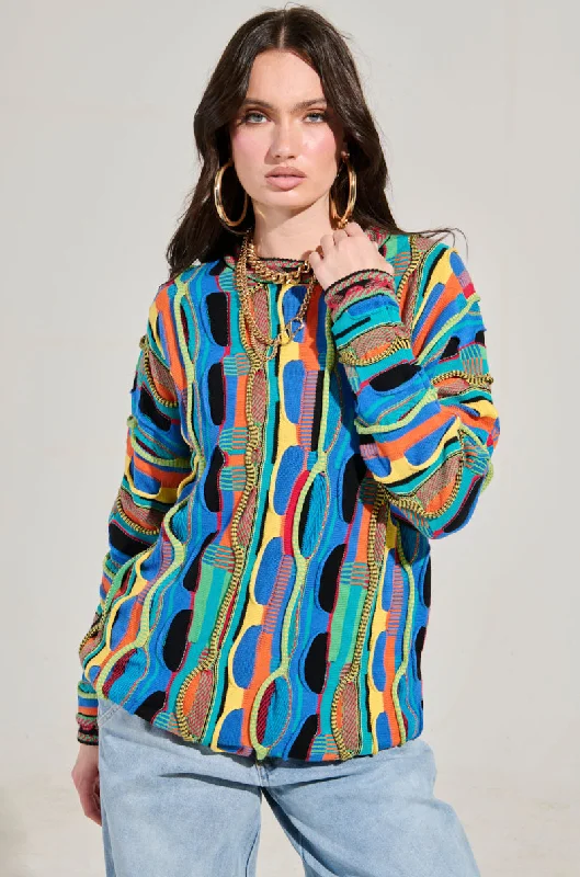 VINTAGE COOL OVERSIZED MULTI COLOR SWEATER