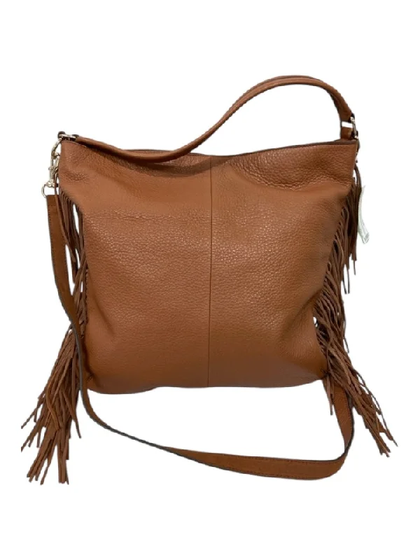 Rebecca Minkoff Caramel Brown Leather Textured Fringe Detail Shoulder Strap Bag