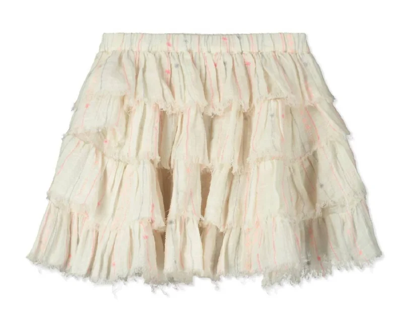 Girl's Woven Tiered Skirt In Ivory