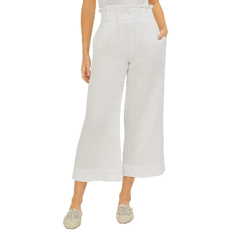 Womens Gauze Wide-Leg Cropped Pants