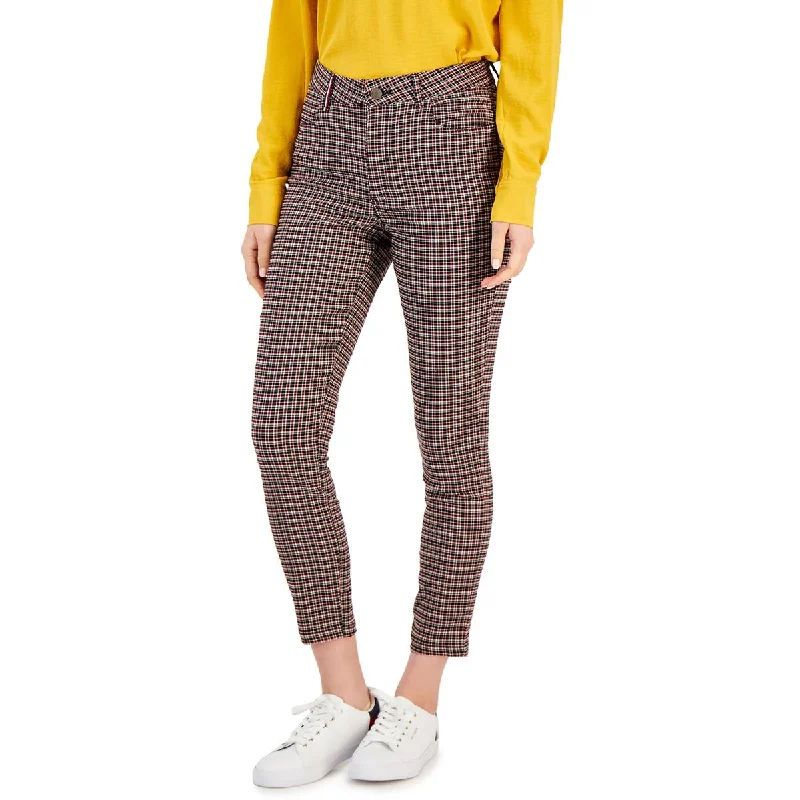 Womens Plaid Skinny Ankle Pants