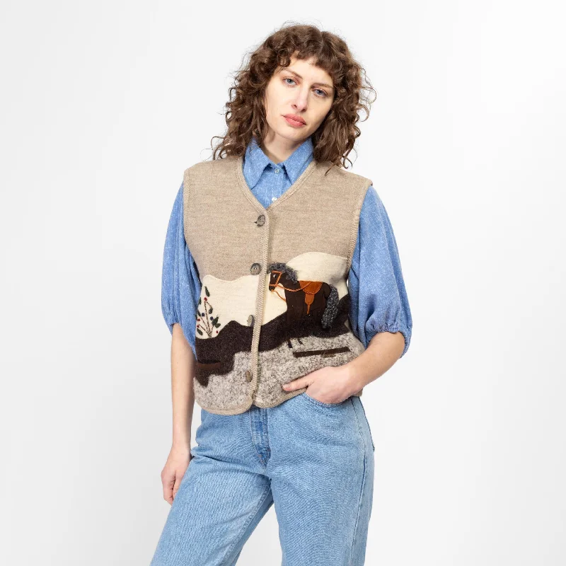 Medium 90s Giesswein Novelty Horse Patchwork Wool Sweater Vest