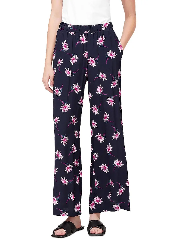 Womens High Waist Floral Wide Leg Pants