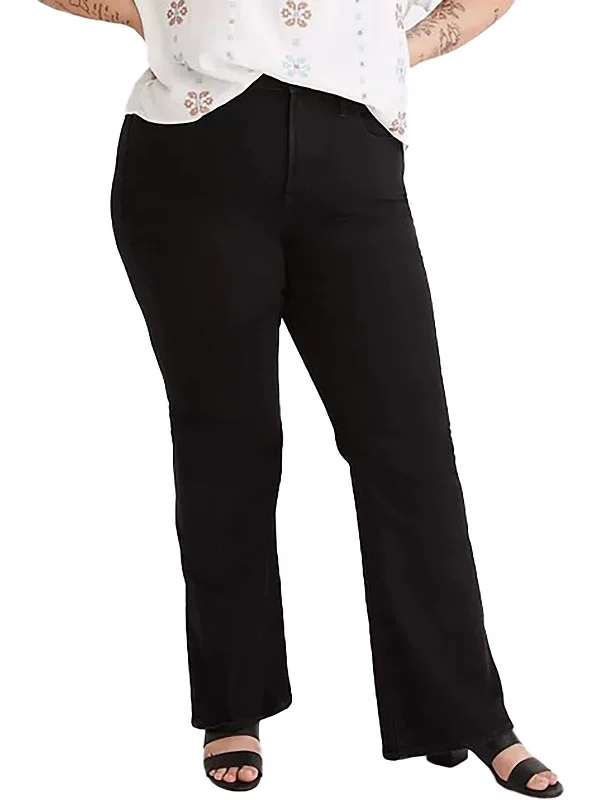 Plus Womens Mid-Rise Stretch Flare Jeans