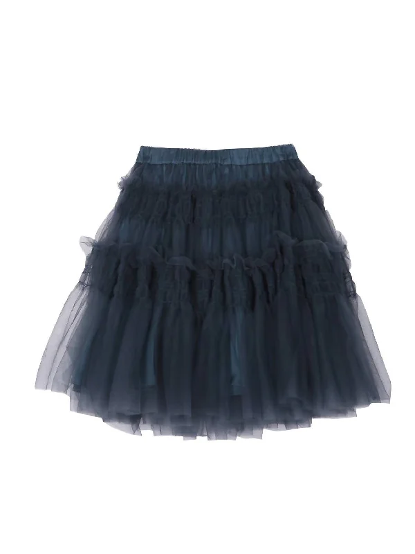 Girl's Fluffy Tulle Skirt In Navy