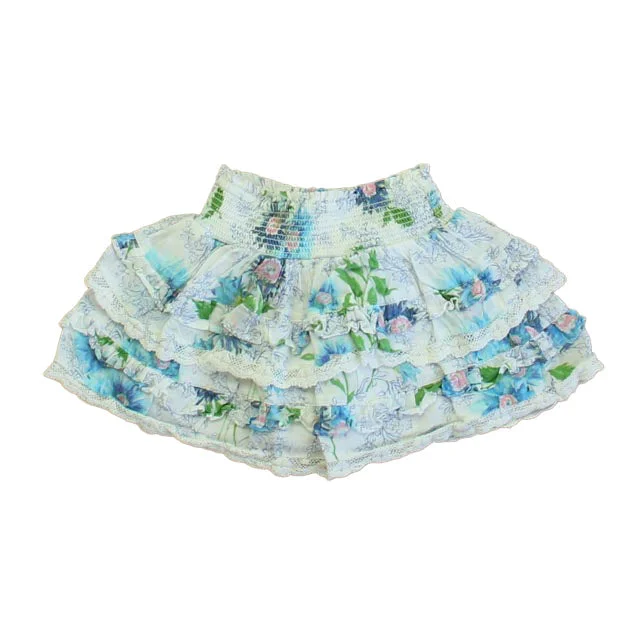 Love Shack Fancy Girls White | Blue Floral Skirt